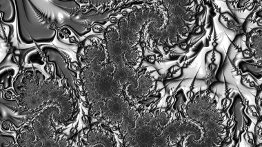 dijital soyut fraktal arkaplan bilgisayarda siyah ve beyaz olarak oluşturuldu.