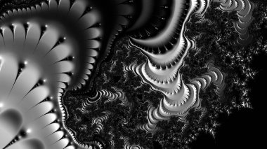 dijital soyut fraktal arkaplan bilgisayarda siyah ve beyaz olarak oluşturuldu.