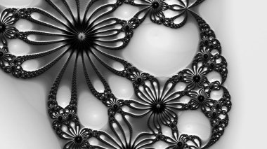 dijital soyut fraktal arkaplan bilgisayarda siyah ve beyaz olarak oluşturuldu.