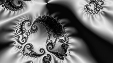 dijital soyut fraktal arkaplan bilgisayarda siyah ve beyaz olarak oluşturuldu.