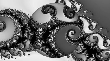 dijital soyut fraktal arkaplan bilgisayarda siyah ve beyaz olarak oluşturuldu.