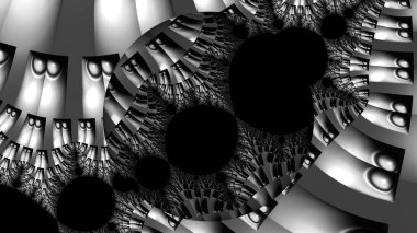 dijital soyut fraktal arkaplan bilgisayarda siyah ve beyaz olarak oluşturuldu.