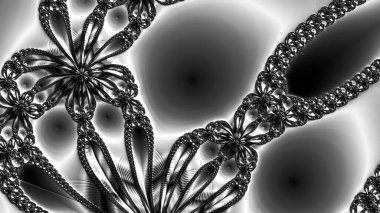 dijital soyut fraktal arkaplan bilgisayarda siyah ve beyaz olarak oluşturuldu.