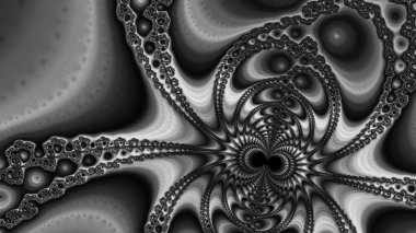 dijital soyut fraktal arkaplan bilgisayarda siyah ve beyaz olarak oluşturuldu.