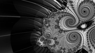 dijital soyut fraktal arkaplan bilgisayarda siyah ve beyaz olarak oluşturuldu.