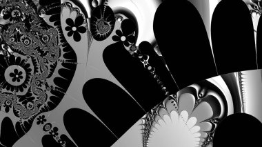 dijital soyut fraktal arkaplan bilgisayarda siyah ve beyaz olarak oluşturuldu.