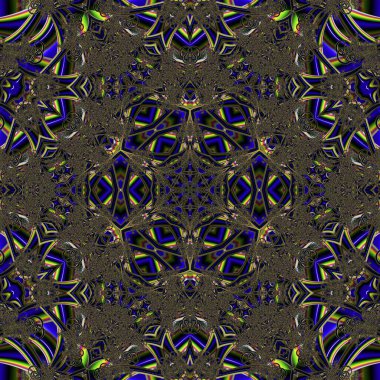 Kusursuz, parlak bir altyapısı var. Renkli etnik yuvarlak süslemeli mandala. Moda deseni.