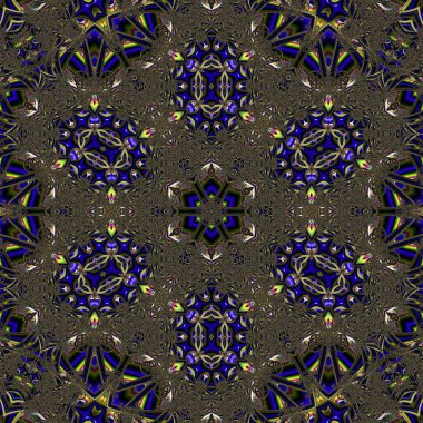 Kusursuz, parlak bir altyapısı var. Renkli etnik yuvarlak süslemeli mandala. Moda deseni.