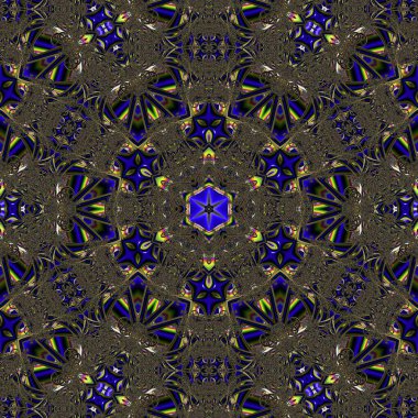 Kusursuz, parlak bir altyapısı var. Renkli etnik yuvarlak süslemeli mandala. Moda deseni.