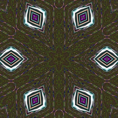 Kusursuz, parlak bir altyapısı var. Renkli etnik yuvarlak süslemeli mandala. Moda deseni.