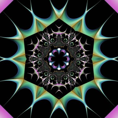 Kusursuz, parlak bir altyapısı var. Renkli etnik yuvarlak süslemeli mandala. Moda deseni.