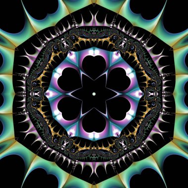 Kusursuz, parlak bir altyapısı var. Renkli etnik yuvarlak süslemeli mandala. Moda deseni.