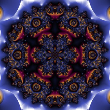 Kusursuz, parlak bir altyapısı var. Renkli etnik yuvarlak süslemeli mandala. Moda deseni.