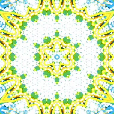 Kusursuz, parlak bir altyapısı var. Renkli etnik yuvarlak süslemeli mandala. Moda deseni.