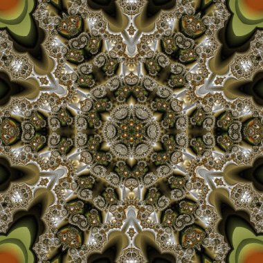 Kusursuz, parlak bir altyapısı var. Renkli etnik yuvarlak süslemeli mandala. Moda deseni.