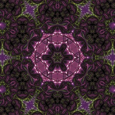 Kusursuz, parlak bir altyapısı var. Renkli etnik yuvarlak süslemeli mandala. Moda deseni.