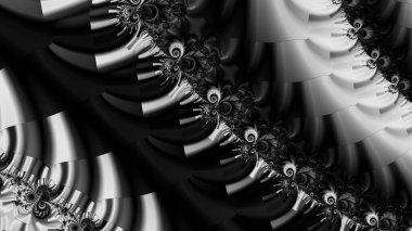 dijital soyut fraktal arkaplan bilgisayarda siyah ve beyaz olarak oluşturuldu.