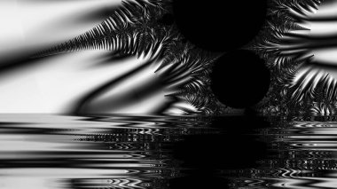 dijital soyut fraktal arkaplan bilgisayarda siyah ve beyaz olarak oluşturuldu.