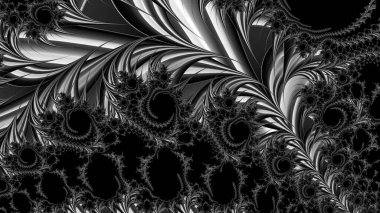dijital soyut fraktal arkaplan bilgisayarda siyah ve beyaz olarak oluşturuldu.