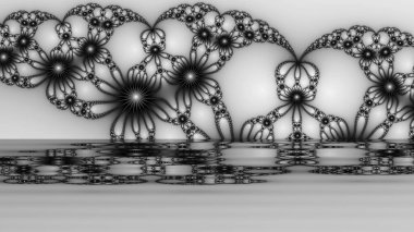 dijital soyut fraktal arkaplan bilgisayarda siyah ve beyaz olarak oluşturuldu.