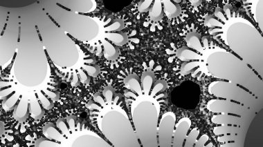 dijital soyut fraktal arkaplan bilgisayarda siyah ve beyaz olarak oluşturuldu.