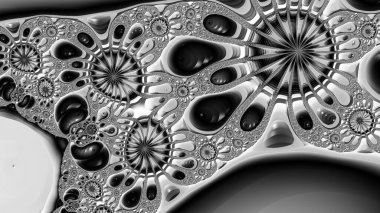 dijital soyut fraktal arkaplan bilgisayarda siyah ve beyaz olarak oluşturuldu.