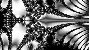 dijital soyut fraktal arkaplan bilgisayarda siyah ve beyaz olarak oluşturuldu.