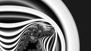 dijital soyut fraktal arkaplan bilgisayarda siyah ve beyaz olarak oluşturuldu.