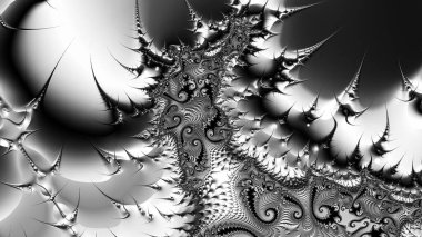 dijital soyut fraktal arkaplan bilgisayarda siyah ve beyaz olarak oluşturuldu.