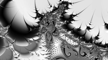 dijital soyut fraktal arkaplan bilgisayarda siyah ve beyaz olarak oluşturuldu.