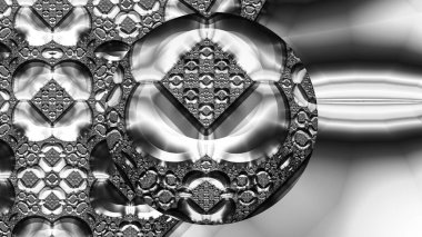 dijital soyut fraktal arkaplan bilgisayarda siyah ve beyaz olarak oluşturuldu.