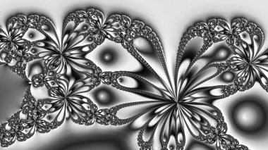 dijital soyut fraktal arkaplan bilgisayarda siyah ve beyaz olarak oluşturuldu.