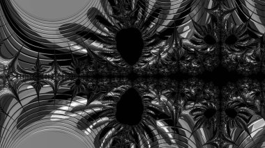 dijital soyut fraktal arkaplan bilgisayarda siyah ve beyaz olarak oluşturuldu.