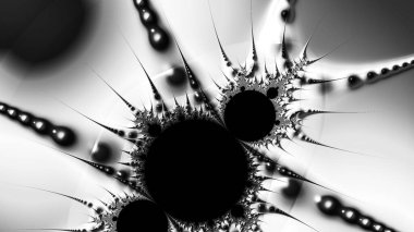 dijital soyut fraktal arkaplan bilgisayarda siyah ve beyaz olarak oluşturuldu.