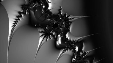 dijital soyut fraktal arkaplan bilgisayarda siyah ve beyaz olarak oluşturuldu.