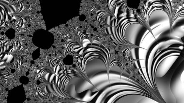 dijital soyut fraktal arkaplan bilgisayarda siyah ve beyaz olarak oluşturuldu.