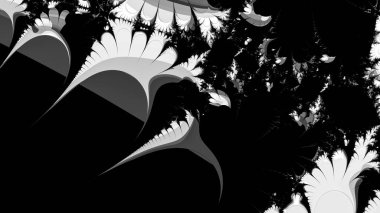 dijital soyut fraktal arkaplan bilgisayarda siyah ve beyaz olarak oluşturuldu.