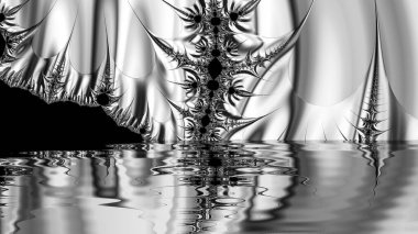 dijital soyut fraktal arkaplan bilgisayarda siyah ve beyaz olarak oluşturuldu.