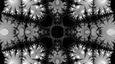 dijital soyut fraktal arkaplan bilgisayarda siyah ve beyaz olarak oluşturuldu.