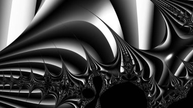 dijital soyut fraktal arkaplan bilgisayarda siyah ve beyaz olarak oluşturuldu.