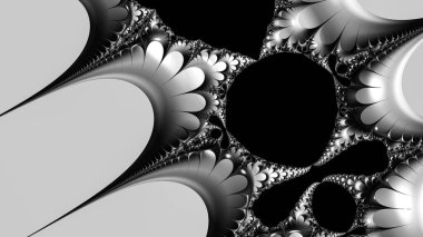 dijital soyut fraktal arkaplan bilgisayarda siyah ve beyaz olarak oluşturuldu.