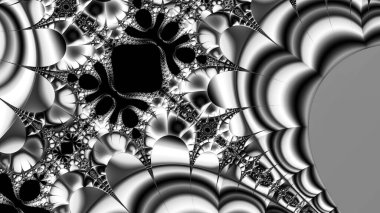 dijital soyut fraktal arkaplan bilgisayarda siyah ve beyaz olarak oluşturuldu.