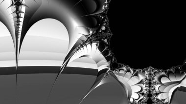 dijital soyut fraktal arkaplan bilgisayarda siyah ve beyaz olarak oluşturuldu.