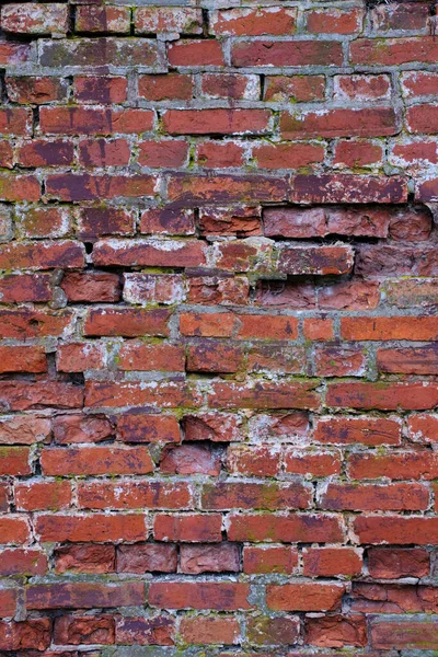 Abstrakcyjna Ściana Tła Starej Rozpadającej Się Czerwonej Cegły — Zdjęcie stockowe