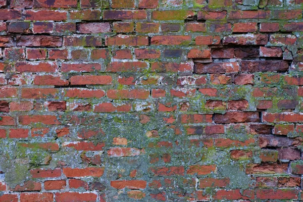 Abstrakcyjna Ściana Tła Starej Rozpadającej Się Czerwonej Cegły — Zdjęcie stockowe