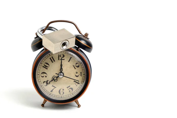 Alarm Saati Beyaz Arka Plan Umut Değer Kavramı Zaman Yönetimi — Stok fotoğraf