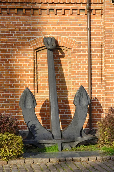 stock image Old naval ship anchor on display