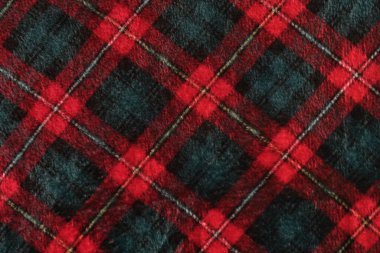 Background is plaid plaid bright red and green