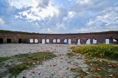Ruins an old abandoned defensive German fort Baltic Sea coast