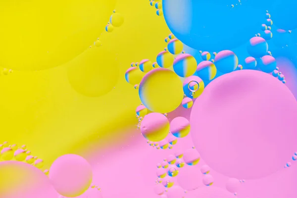 Heller Abstrakter Mehrfarbiger Hintergrund Mit Ölkreisen Mit Blauer Gelber Und — Stockfoto